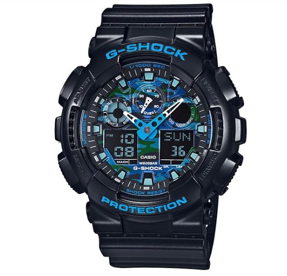 Casio G-SHOCK Quartz Men's Watch GA-100CB-1A Blue Camouflage