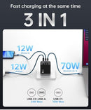 NOVOO 100W 3 Ports (2 X C+1 x A) GaN II Charger