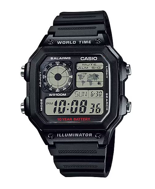 Casio Youth Illuminator World Time Alarm AE-1200WH-1A