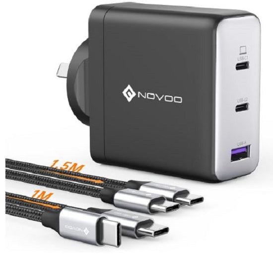 NOVOO 120W 3 Ports (2 X C+1 x A) GaN II Charger