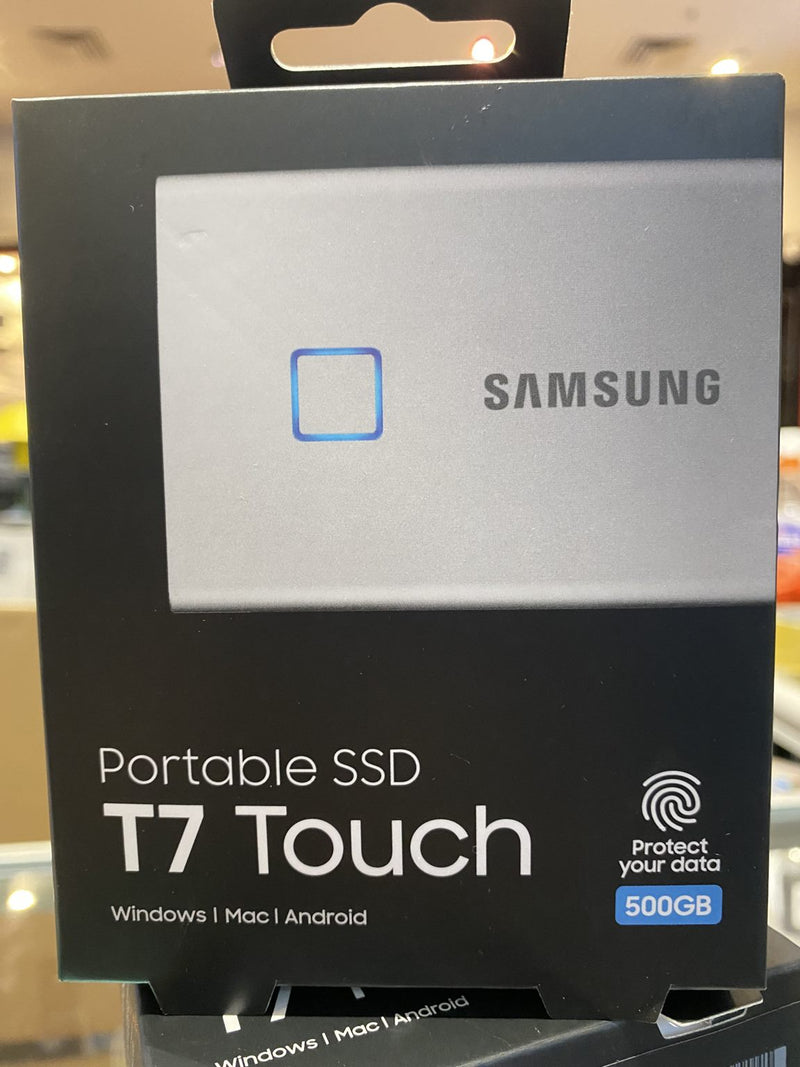 Samsung Portable T7 Touch 500GB External SSD USB 3.2 (Gen 2) Silver