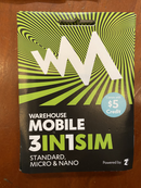 Warehouse Mobile Sim $100.00 Credits Preloaded (Activated Sim with No Pin)