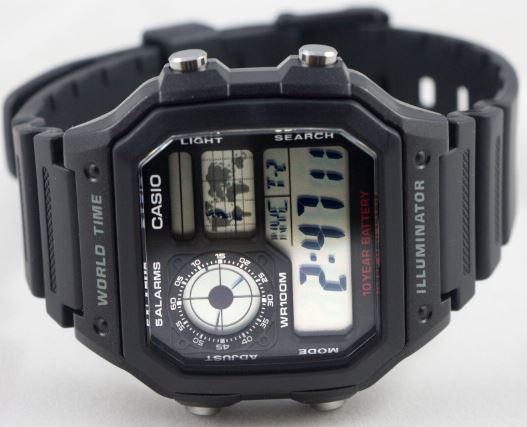 Casio Youth Illuminator World Time Alarm AE-1200WH-1A