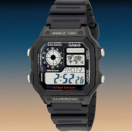 Casio Youth Illuminator World Time Alarm AE-1200WH-1A