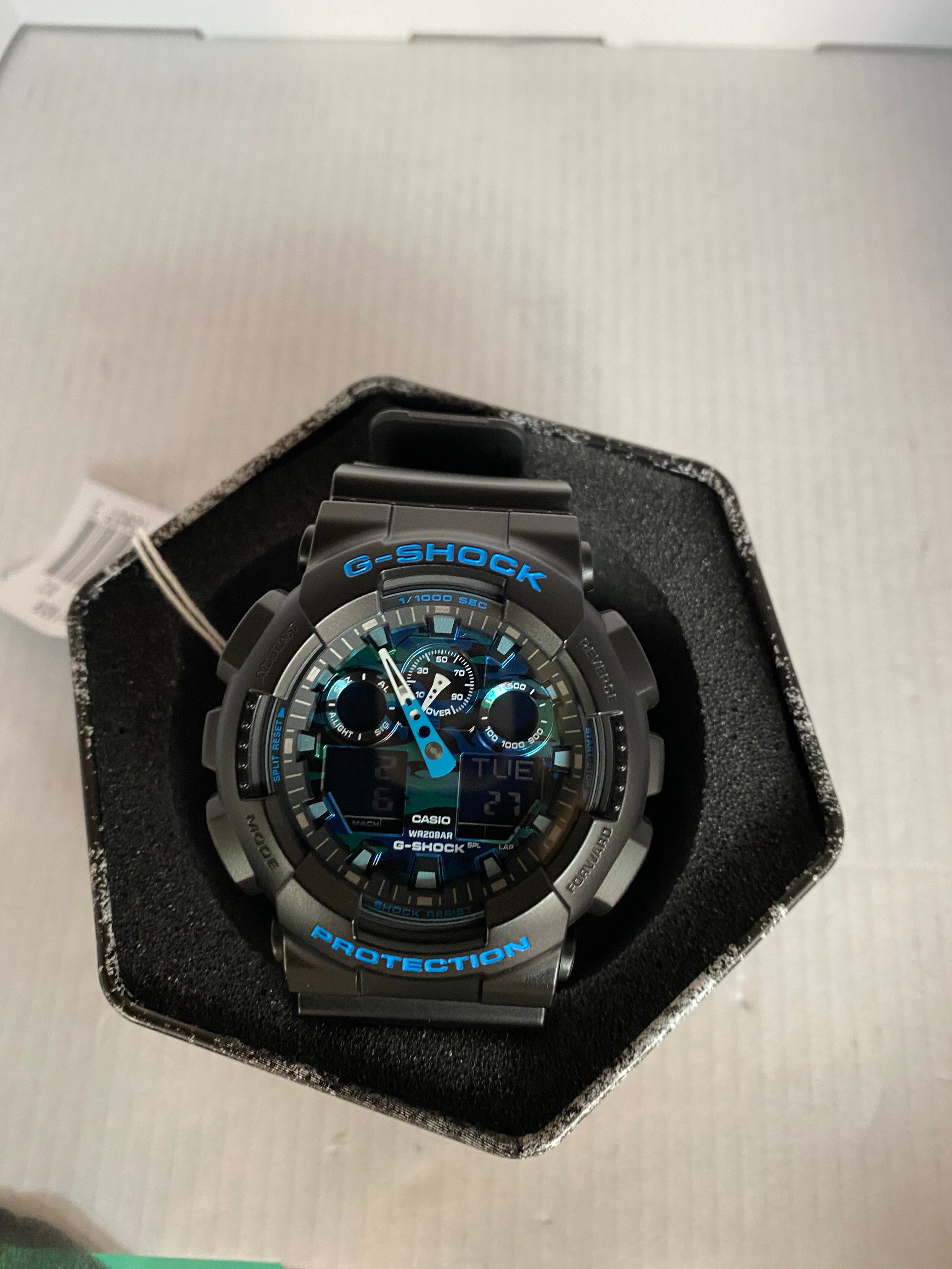 Casio G-SHOCK Quartz Men's Watch GA-100CB-1A Blue Camouflage