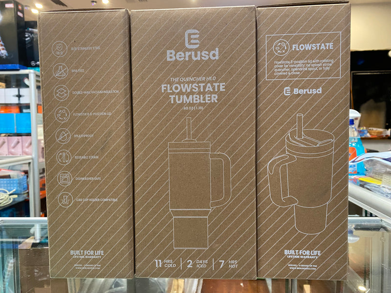 Berusd 1.2L Insulated Tumbler with Handle and Straw Lid CREAM