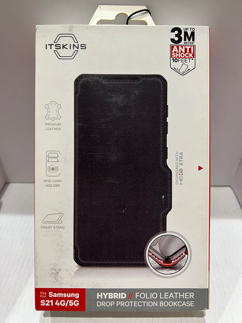 ITSKINS Samsung S21 4G/5G  Hybrid Folio Leather Case Black