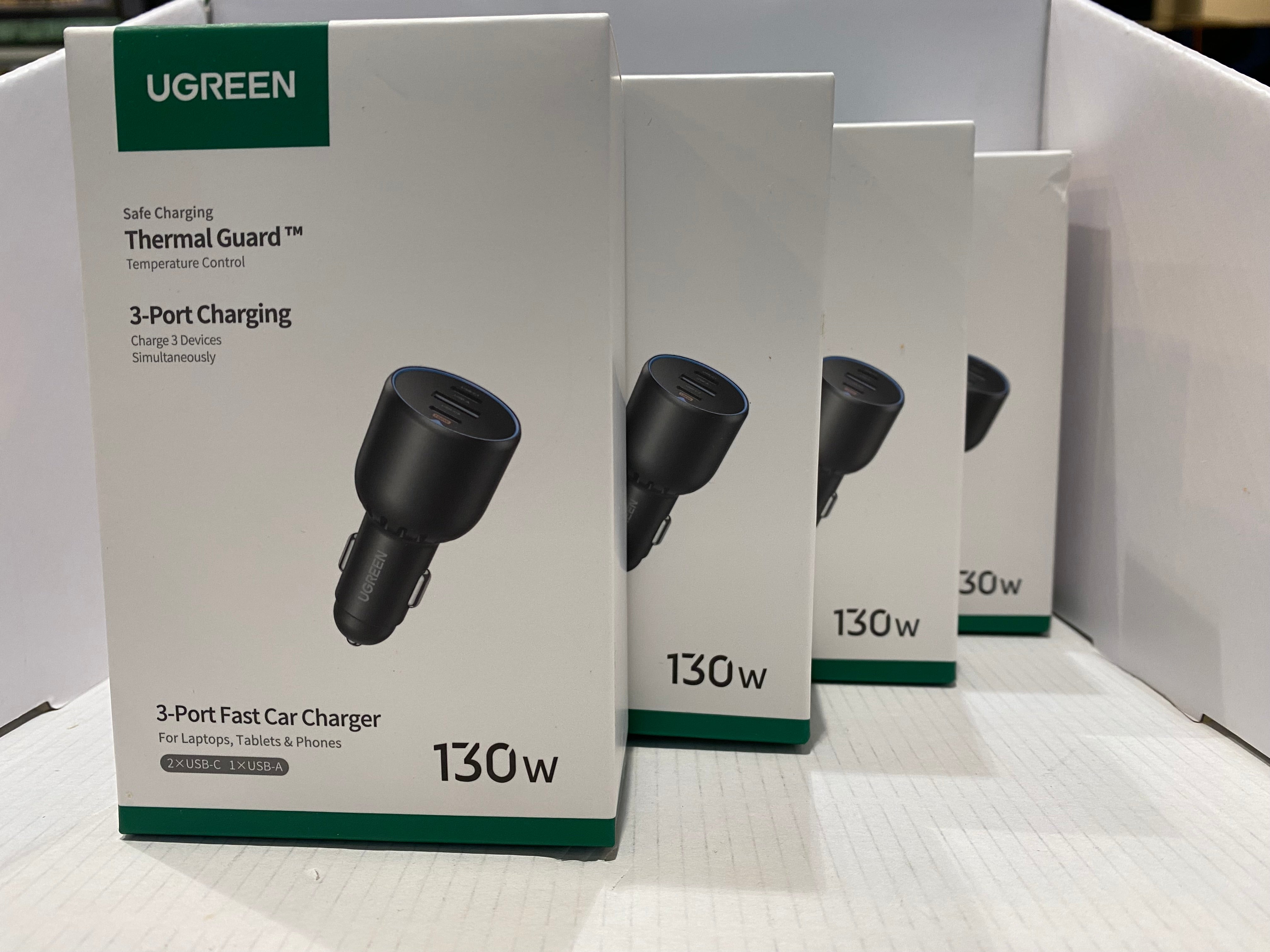 UGREEN 130W 3 Ports Car Charger (USB A, C)