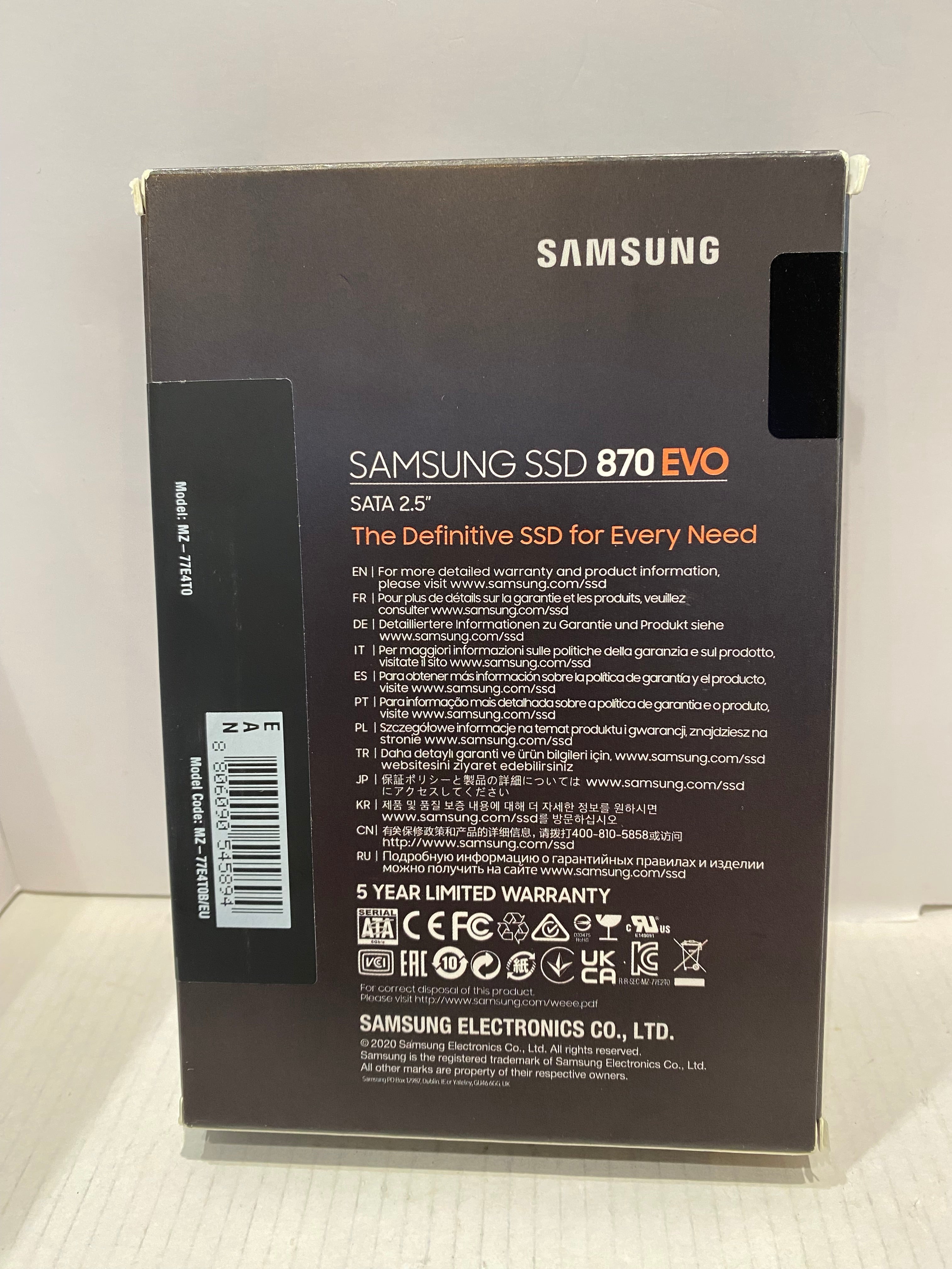 Samsung 870 EVO 2.5" 4TB SSD SATA3 ( MZ-77E4T0BW) Up to 560MB / 530MB