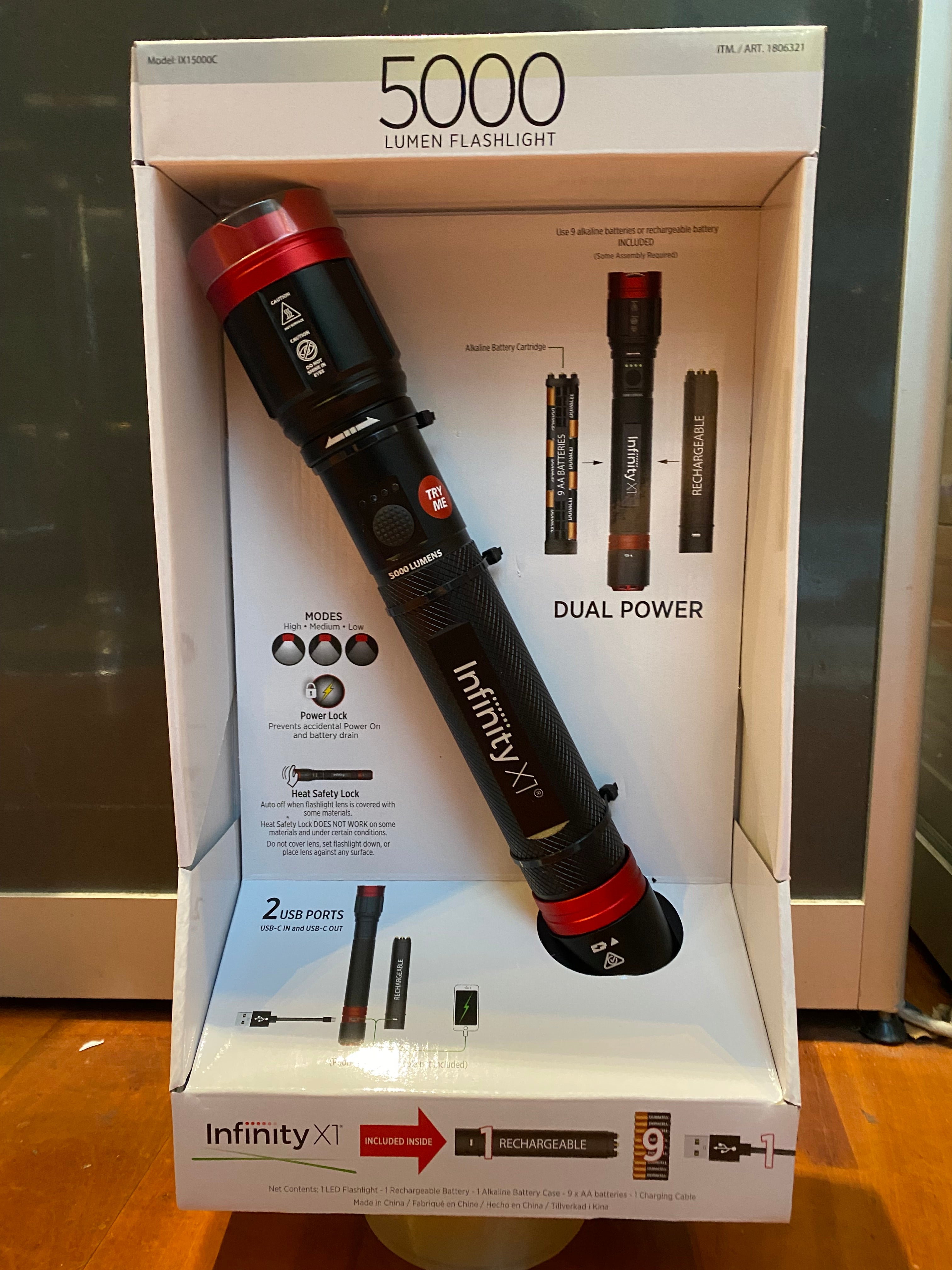Infinity X1 Dual Power Rechargeable Flashlight 5000 Lumens