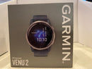 Garmin Venu 2 GPS Smart Watch Silver Bezel with Granite Blue Case Silicone Band