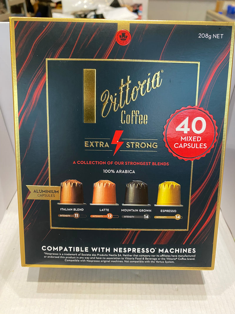 Vittoria Coffee Extra Strong 100% Arabica Nespresso Compatible Pods 40 Mixed