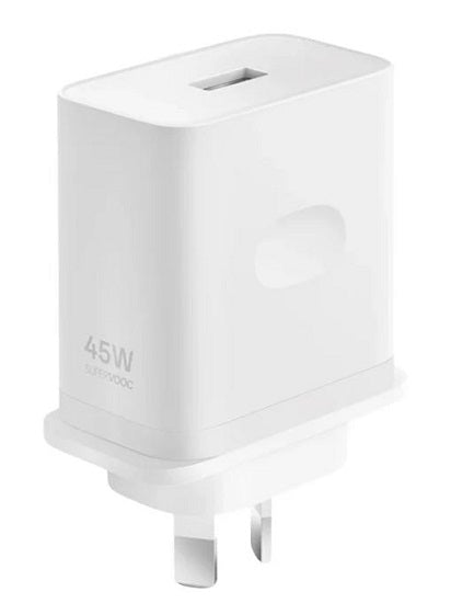 OPPO 45W SUPERVOOC Fast Charging Wall Charger White Support Oppo A series Smartphone SUPERVOOC Flash charging