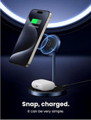 UGREEN Magsafe Charger Magnetic Wireless Charger, 2-in-1 Qi MagFlow Charging Stand for iPhone 17/16/15/14/13/12 Series