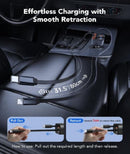 Lisen 69w Car Charger with 2.6ft Retractable Cables