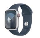 Apple Watch Series 9 GPS + Cellular, 41mm Silver Aluminium Case with M/L Storm Blue Sport Band
