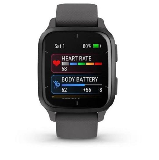 Garmin Venu SQ 2 Slate Aluminum Bezel with Shadow Gray Case and Silicone Band