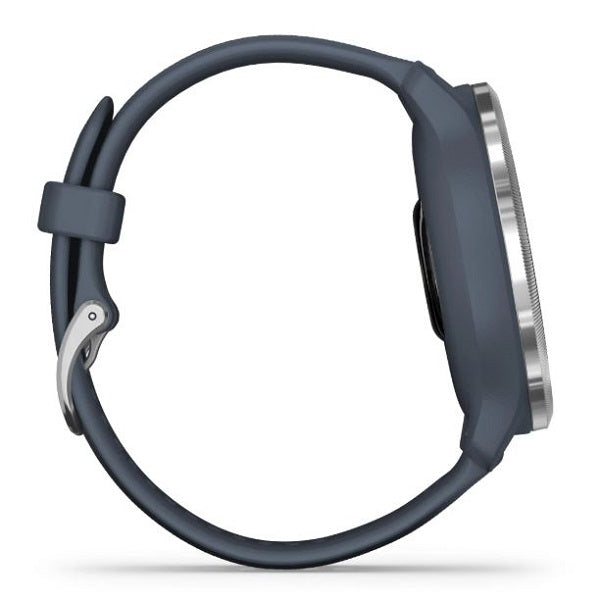 Garmin Venu 2 GPS Smart Watch Silver Bezel with Granite Blue Case Silicone Band