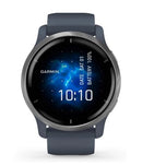 Garmin Venu 2 GPS Smart Watch Silver Bezel with Granite Blue Case Silicone Band