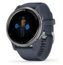 Garmin Venu 2 GPS Smart Watch Silver Bezel with Granite Blue Case Silicone Band