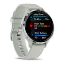 Garmin Venu 3S Silver Stainless Steel Bezel with Sage Gray / Silicone Band 41mm