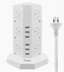 Power JC Tower Power Strip USB Surge Protector Socket 12 AC Outlets + 6 USB Ports