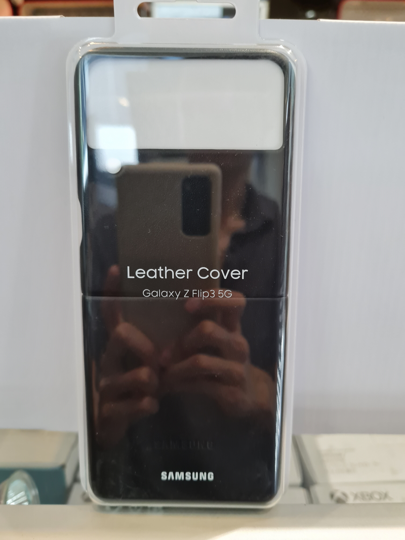 Samsung Galaxy Z Flip 3 5G Leather Cover Case - Black Genuine