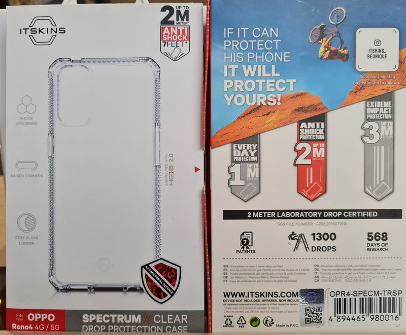 ITSKINS OPPO Reno4 4G / 5G  Spectrum Clear Drop Protection Case
