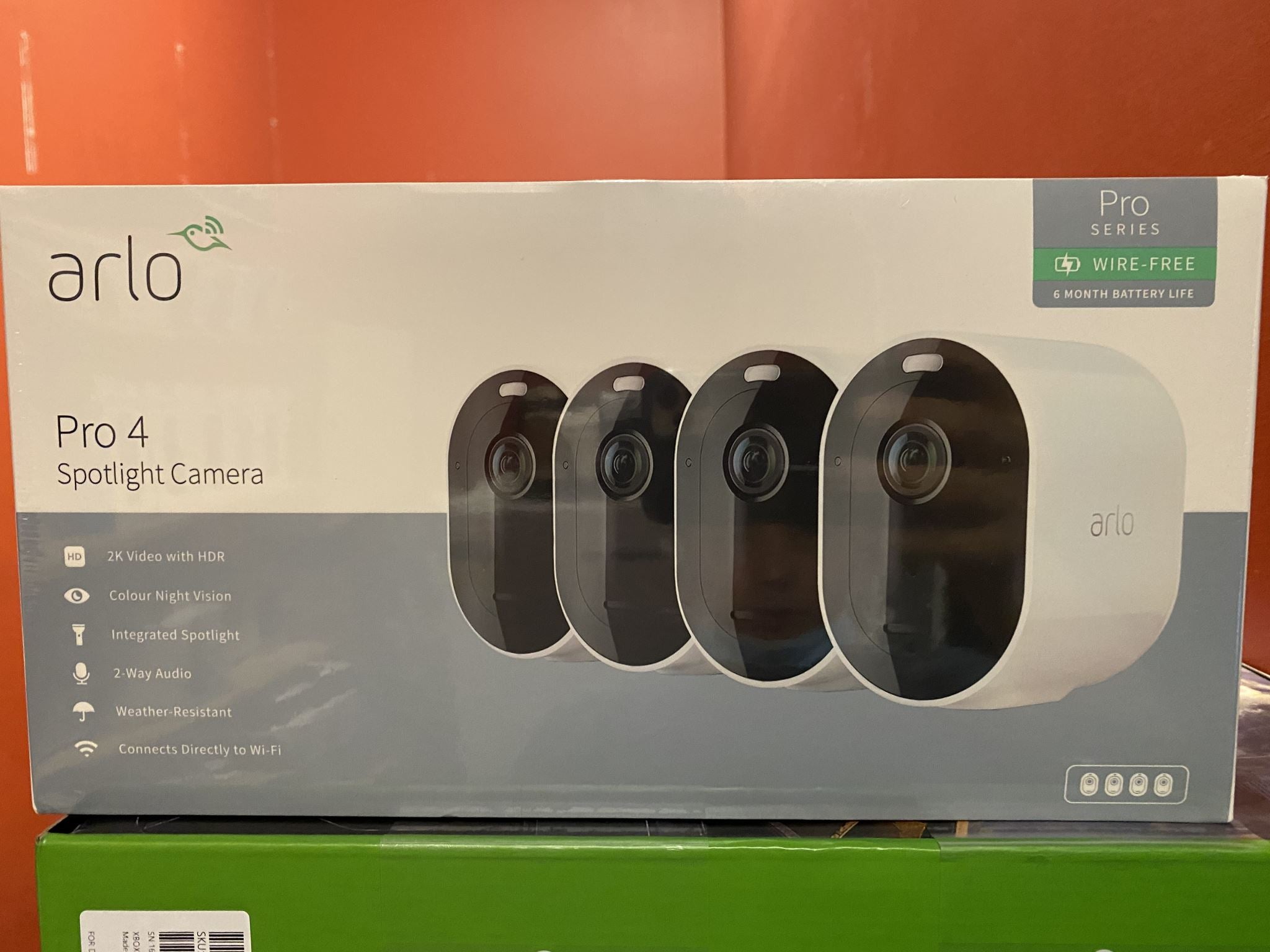 Arlo Pro 4 Spotlight Camera Wire-Free 2K with HDR - 4 Camera Pack (VMC4450P-100AUS)