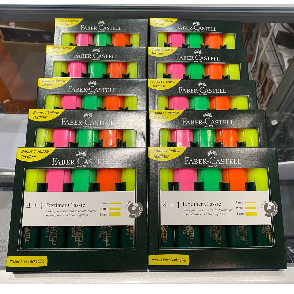 Faber-Castell Highlighters 4+1 Multi-Coloured 10 Packs
