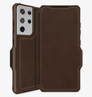 ITSKINS Hybrid Folio Leather Case Brown for Samsung S21 Ultra